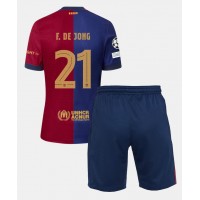 Barcelona Frenkie de Jong #21 Hemmaställ Barn 2024-25 Korta ärmar (+ Korta byxor)